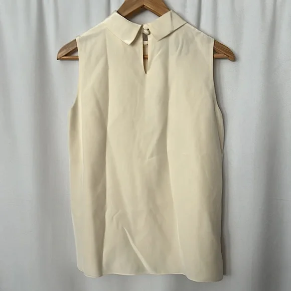 Sara Campbell NWT 💯% Silk Ivory Georgette Sleeveless Shirt Top **Size 8**🌺🌺 - Picture 2 of 4